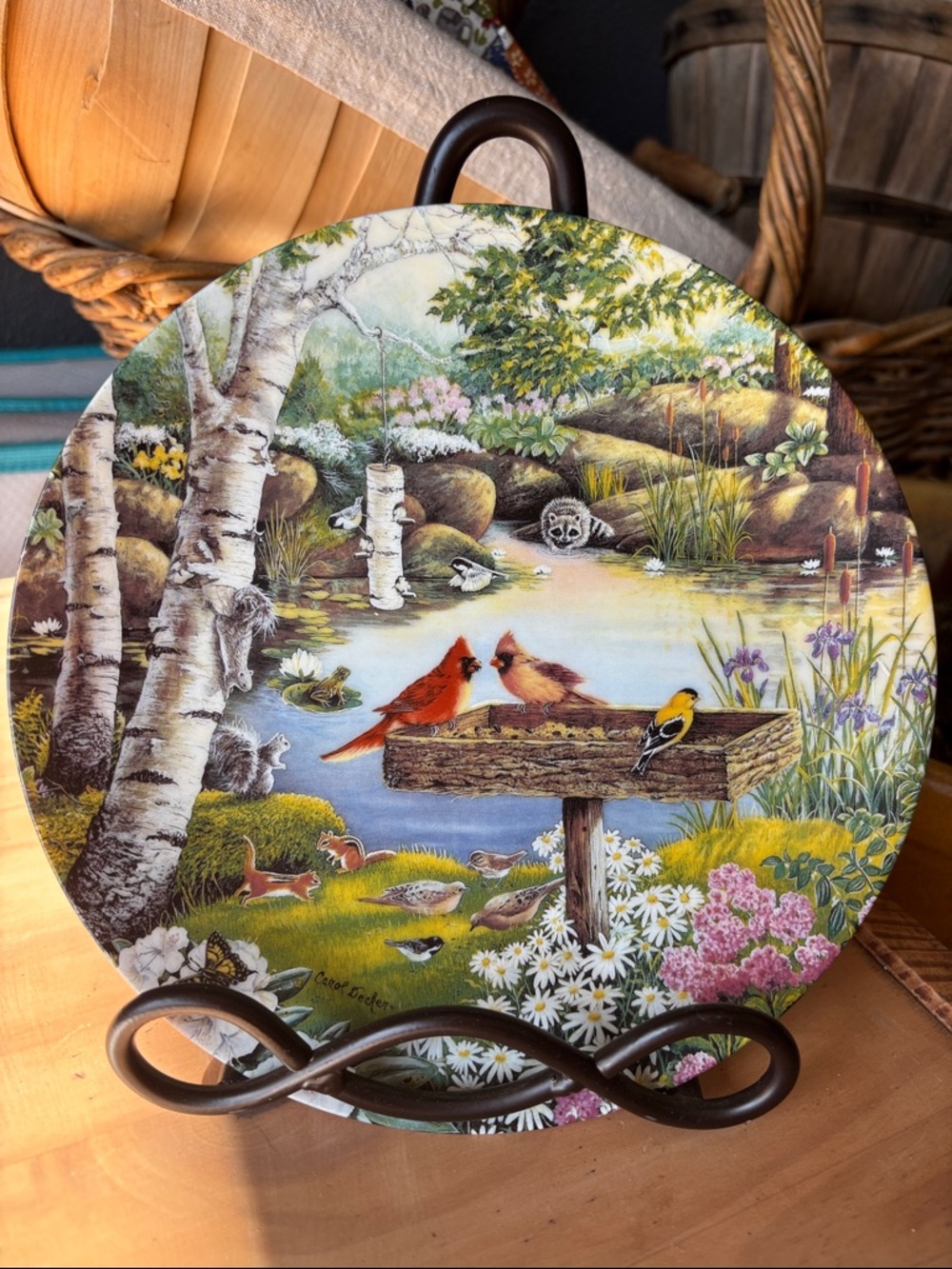 Decorative Bird and Woodland Scene Plate